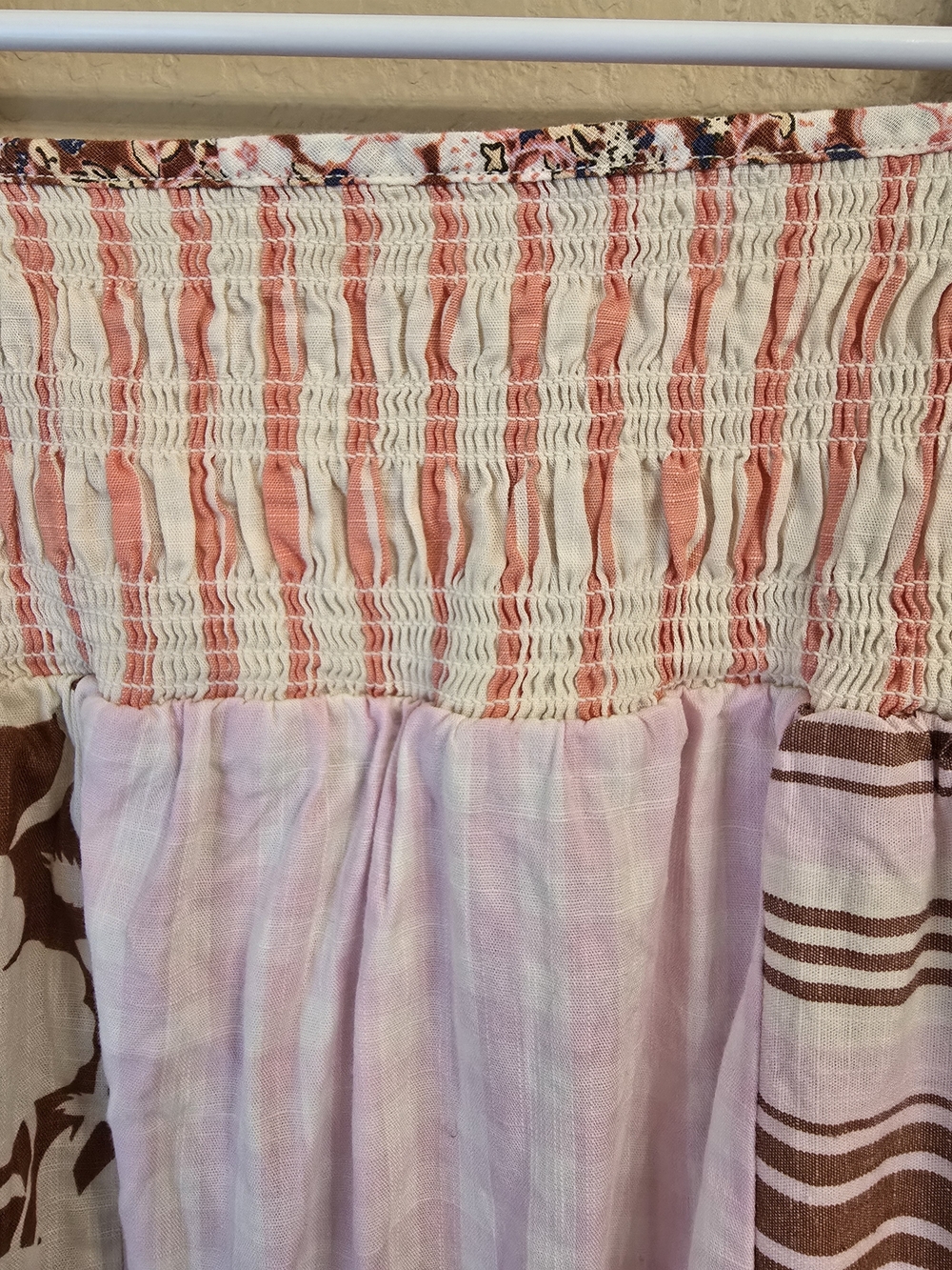 Universal Thread Pink/Brown Patchwork Boho Maxi Dress Size Medium 100%Cotton NWT - Picture 5 of 7